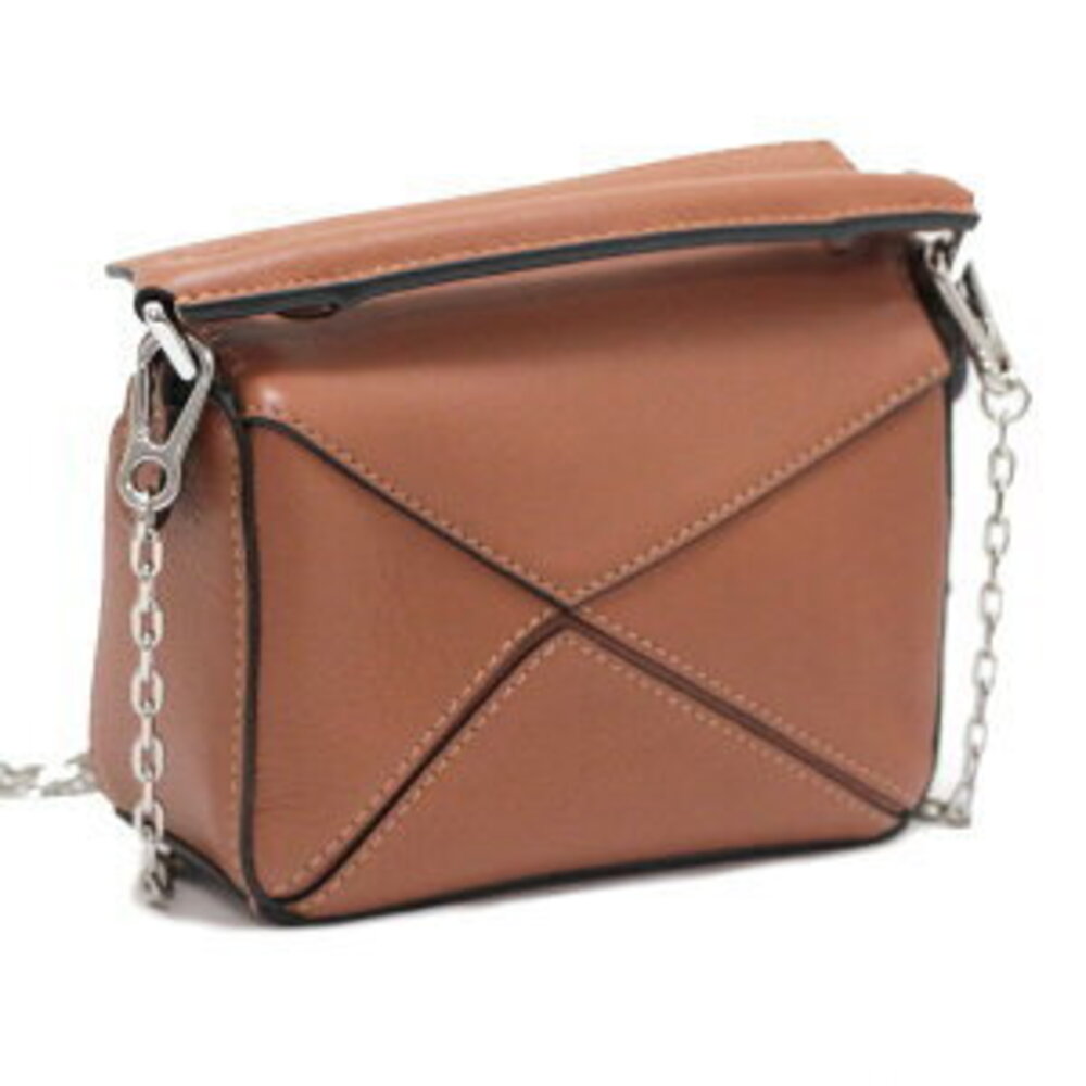 LOEWE Puzzle Bag Chain Shoulder Leather Brown - Picture 2 of 6